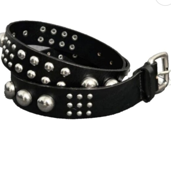 NWT. Zara Black Leather Studded Belt. Size 32. main image 5